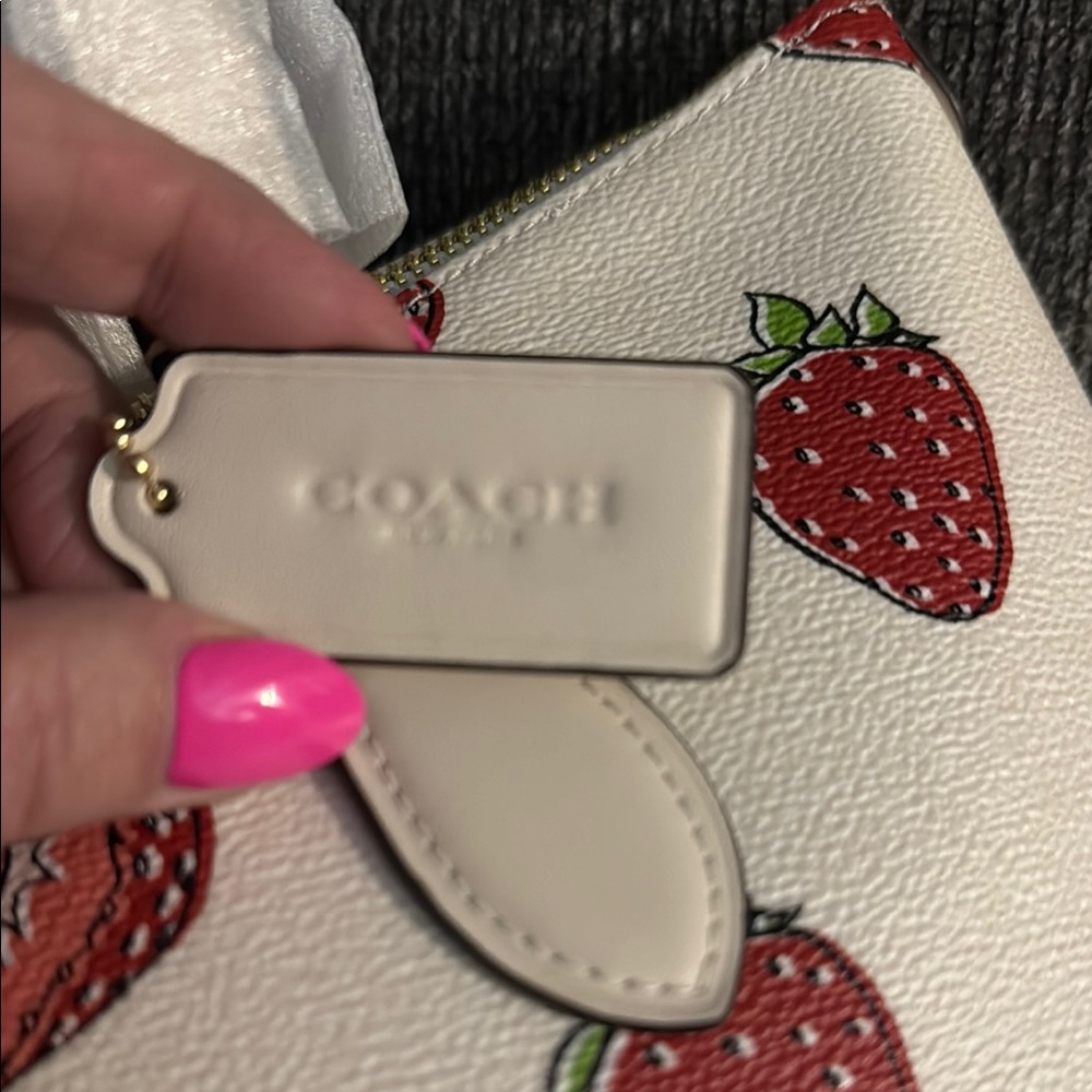 Coach White Strawberry Print Tote - Picture 6 of 14